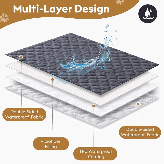 FunFurry Waterproof Dog Blanket, Couch Cover for Dogs Washable, Reversible Dog Bed Cover.(Dark＆Light Grey, 82 X 102 Inch - 1 Pack)