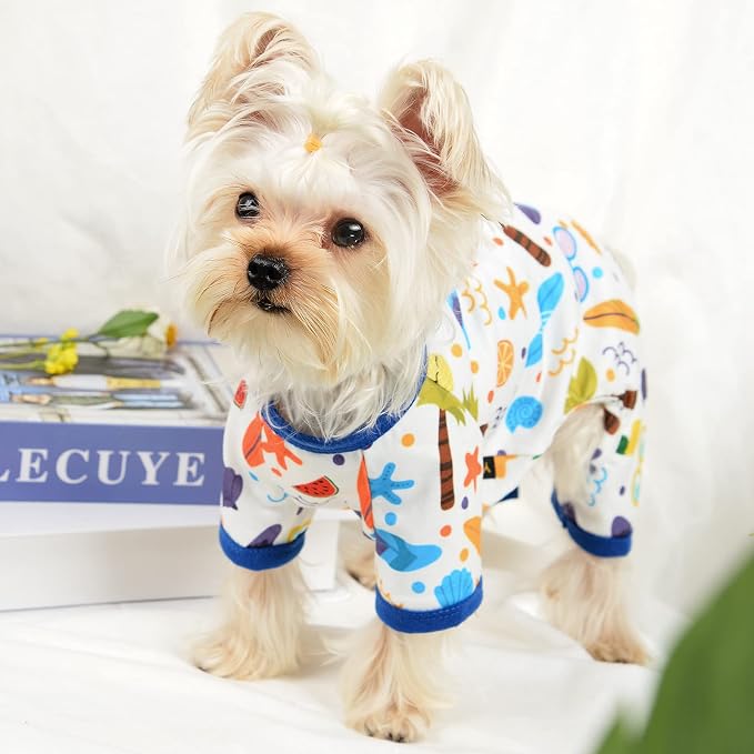 Dog Pajamas for Small Dogs Boy Girl, Dog Clothes Tiny Chihuahua Yorkie Spring Summer Shirt, Cute Puppy Outfit Pjs Jumpsuit Cat Onesie Apparel Pet Clothes