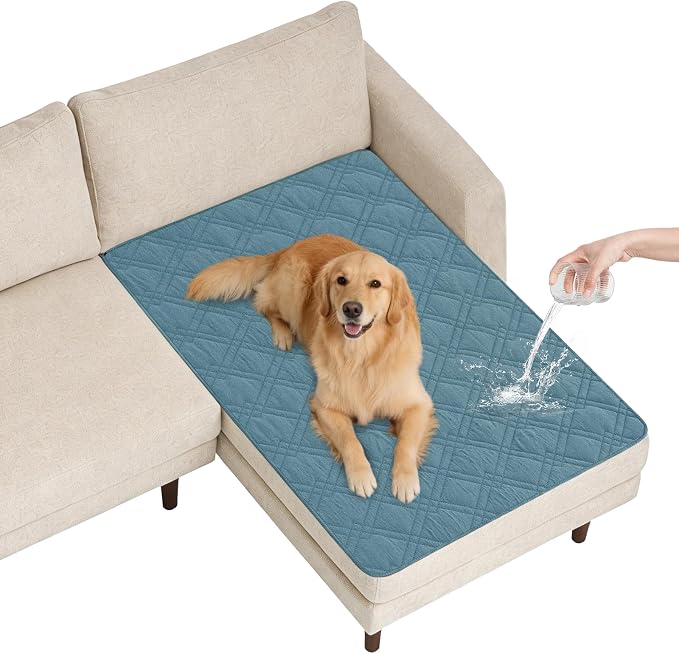 Dog Bed Cover Pet Blanket, Gray Blue+Apricot, 42"x50" | ,7-Layer Reversible Couch Covers for Dogs Met for Sofa Furniture Car Camping