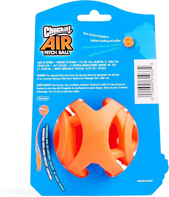 Chuckit! Air Fetch Ball, Large 3in, for Dogs 60-100lbs, 1 Pack