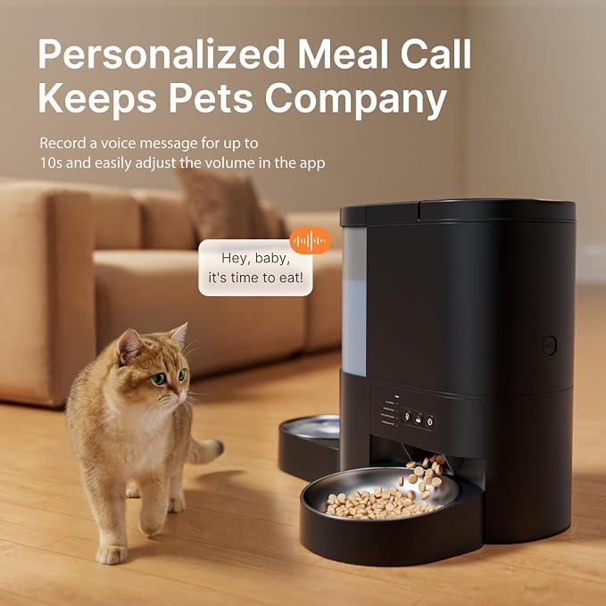 Automatic Cat Feeder and Water, 5G WiFi App Control Cat Dry Food Dispenser | 2-in-1 Auto Cat Feeder, 10s Voice Recording, 4L Food & 3L Gravity Waterer, 10 Meal 1-15 Portion Programmable for Multiple Pet