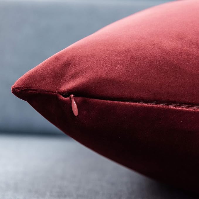 14x24 Pillow Covers Set of 2 Decorative Velvet Throw Pillow Covers,Burgundy | Luxury Red Cushion Covers with Invisible Zipper for Couch Sofa Bed Living Room Bedroom Home Decor Christmas
