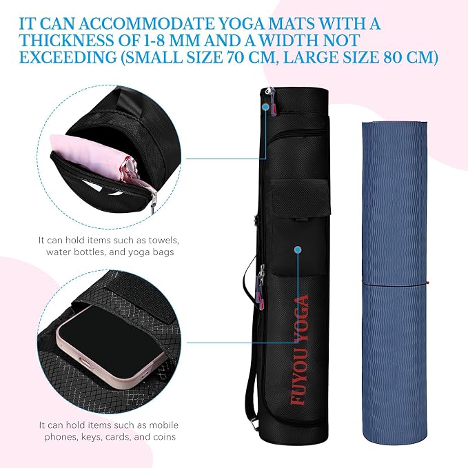 Upgrade Yoga Mat Bag, Waterproof Yoga Gym Bag Tote Bag with Adjustable Strap, Multi-Pockets Yoga Mat Carrier for Gym, Fitness