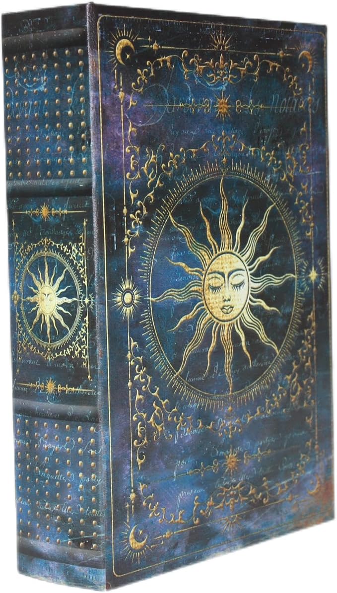 Celestial Sun Tarot Card Box – Vintage Magic Book Style Storage | With Magnetic Closure, Witchy Keepsake for Crystals, Jewelry & Divination Tools, Gothic Altar Decor, Bohemian Home