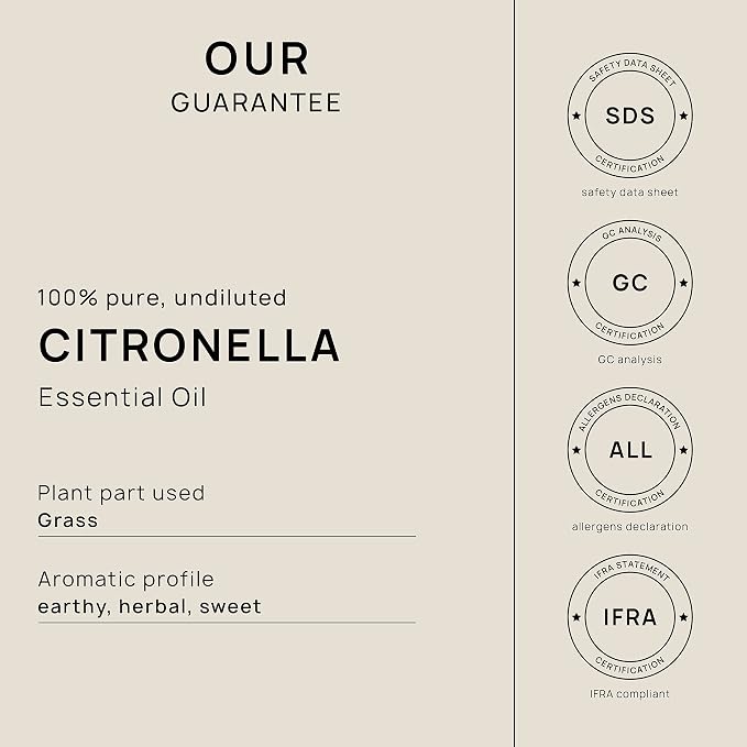VINEVIDA Citronella Ceylon Essential Oil - Gallon Undiluted - Bulk Essential Oil for Soap Making, Safe for Skin, DIY Candle Scents, Candlemaking Scents - 8 lbs
