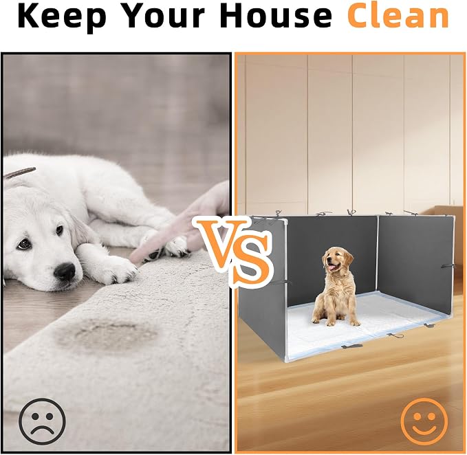 Dog Pee Pad Holder with High Walls - 35"x29"x17.3" No-Splash Indoor Dog Potty Box, Foldable Potty Training Toilet for Large Small Medium Dogs Puppy Potty (Dark Gray)