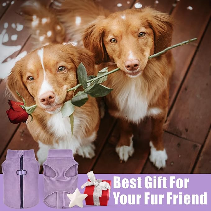 Idepet Dog Fleece Vest Sweater Zip Up Warm Pullover Dogs Jacket with D-Ring Leash Winter Cold Weater Coat Pet Sweatershirt Clothes Hoodie for Small Medium Dogs Boy Girl (Purple, XXL)