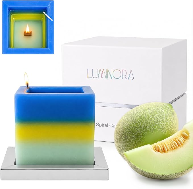 Spiral Candle - Unique Scented Soy Wax Candle with Spiral Burning Design, Handcrafted Gift Ready Decorative Candle for Home Decor, Gift & Cozy Room Ambiance (Honeydew Melon) - LUMINORA