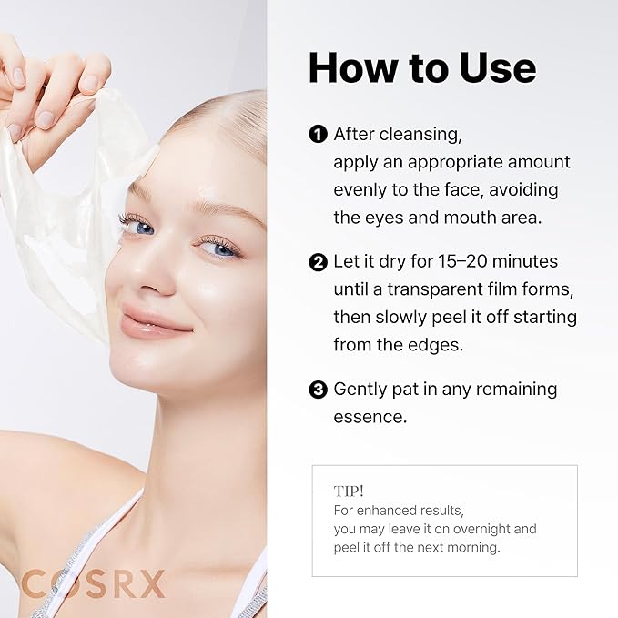 COSRX PDRN Exosome Glaze Wrapping Mask for Face with Salmon DNA PDRN, Easy Peel-Off Overnight Mask for Glass Skin, 1.69 fl. Oz, Korean Skin Care