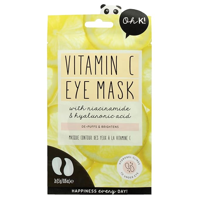 Oh K! Eye Mask - Vitamin C - Hydrating Under Eye Patches - Undereye Patches with Niacinamide, Hyaluronic Acid - Anti-Aging Hydrogel Mask - 1 Pair
