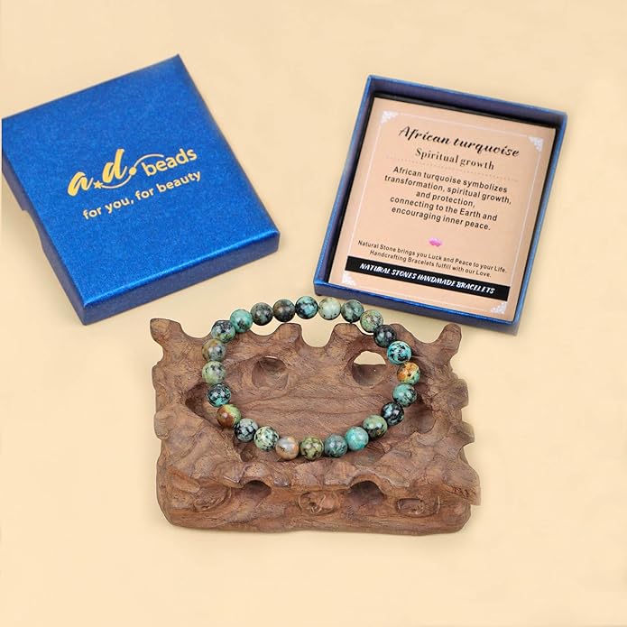 AD Beads Handmade Gemstone Stretch Elastic Bracelet Crystal Healing Reiki Nature's Beauty and Spiritual Essence Unisex