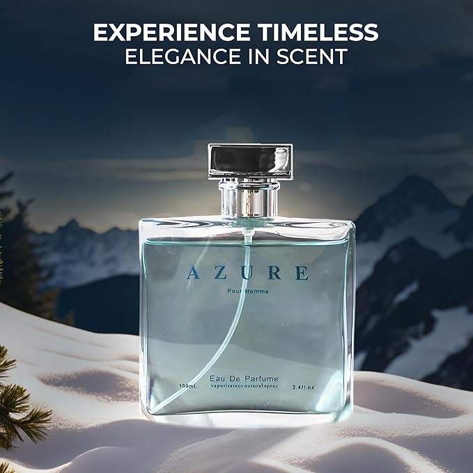 A CENTER Azure Pour Homme Cologne for Men/Eau de Parfum Natural Spray 3.4 Fl Oz Perfume for Men Suitable for All Skin Type Men Fragrance Daily Used