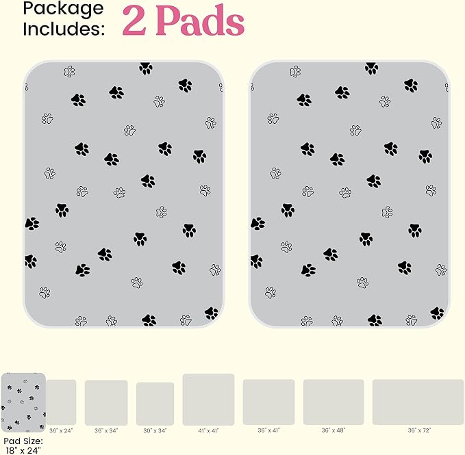 Super Absorbent Washable Pee Pads for Dogs - 2-Pack Superior Reusable Puppy Pads Pet Training Pads –100% Waterproof Dog Pee Pad Protects Against Urine Leakage Non-Slip Grip Prevents Slipping& Bunching