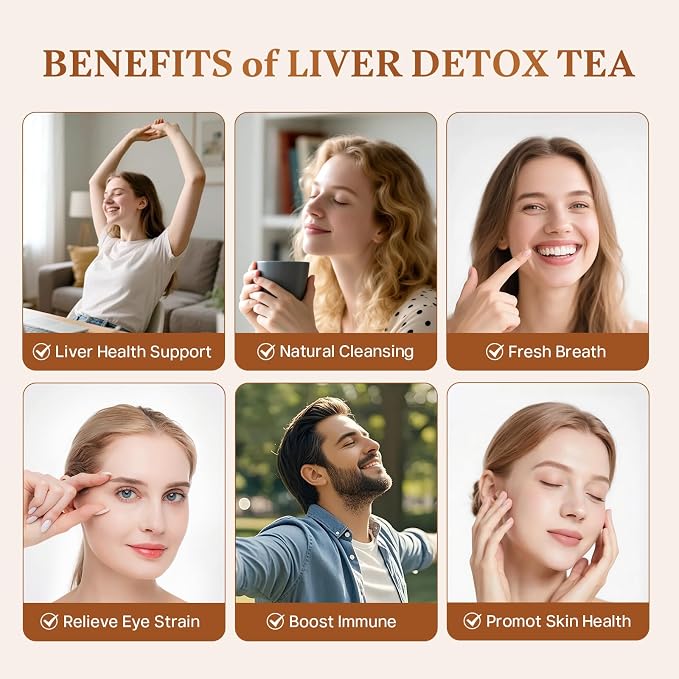 Liver Detox Herbal Tea, Liver Cleanse Detox Tea Blend with Milk Thistle, Dandelion Root, Chrysanthemum Natural Loose Leaf Tea for Liver Health, Includes Spoon & Tea Bags -2 Pack