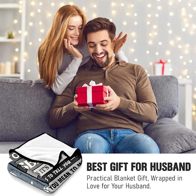 Husband Birthday Gifts from Wife - to My Husband Blanket 60"x80" | Soft and Cozy Keepsake Blanket Thoughtful Gift on Christmas Valentines Day Fathers Day Birthday