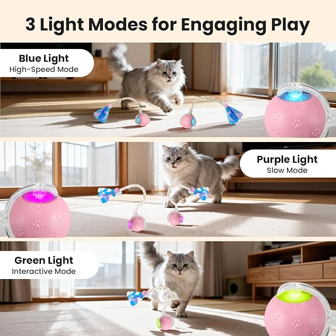 Rocfish Durable Interactive Cat Toys for Indoor Cats (Pink, 03)