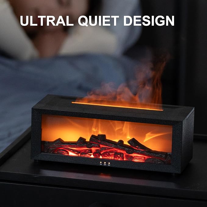 Fireplace Aroma Essential Oil Diffuser, 150ml Ultrasonic Humidifier, Scent Aroma Diffuser with Remote Control & Timer for Home, Bedroom, Office, Yoga