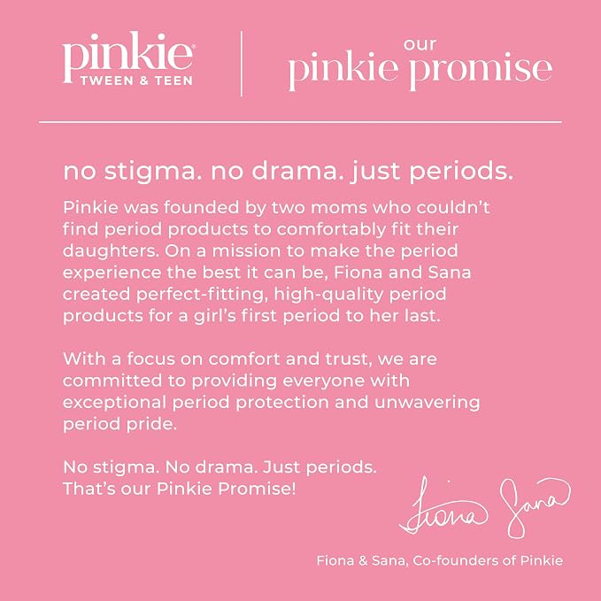 Pinkie Period Starter Pads - Designed for Smaller Underwear - Organic Cotton Topsheet Tween & Teen Pads with Wings - Chlorine Free & Fragrance Free - Teen Regular, 18 Count