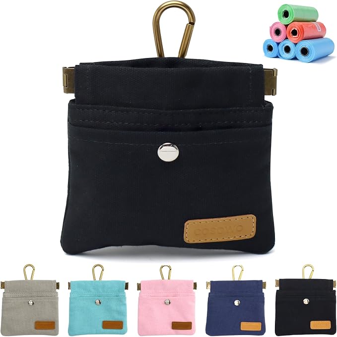 Dog Treat Pouch for Pet Training, Carabiner & Magnetic Buckle, Black