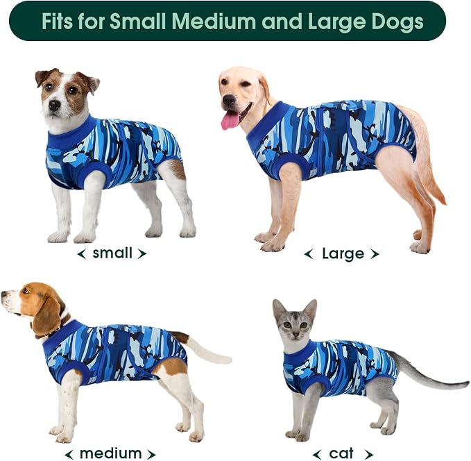 Kuoser Recovery Suit for Dogs Cats, Soft Dog Surgery Suit Female Male Spay | Professional Dog Onesie for Surgery, Substitute E-Collar & Cone, Prevent Licking Dog surgical suit Pet Neuter Suit