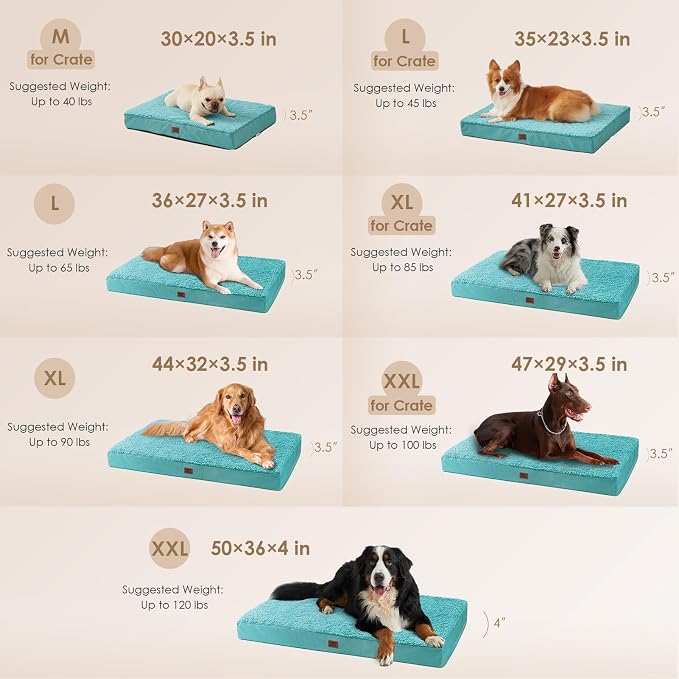 EHEYCIGA Orthopedic Dog Bed Medium with Removable Washable Cover, 30x20 | Egg Crate Foam Support, Durable Oxford fabric, Non-Slip Bottom, Machine Washable, Soft Waterproof Plush Pet Bed Mat For Crate