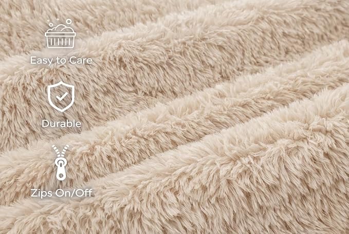 Orthopedic Memory Foam Dog Bed 7" Inch Thick Extra Large Dog Bed with Pillow Fluffy Brown 50"x34"x10" Includes Waterproof Liner & Durable Removable Cover with Smart Design