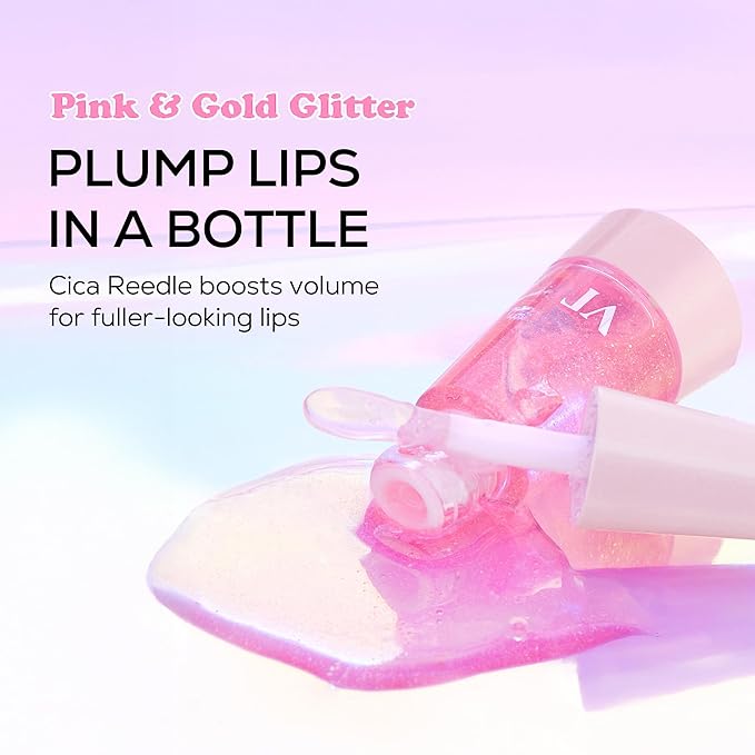 VT COSMETICS Reedle Shot Lip Plumper in Twinkle & Glitter, Hydrating Plumping Lip Gloss, High Shine Glitter Finish, Infused with Jojoba Oil, Korean Beauty Makeup, 0.15 oz.