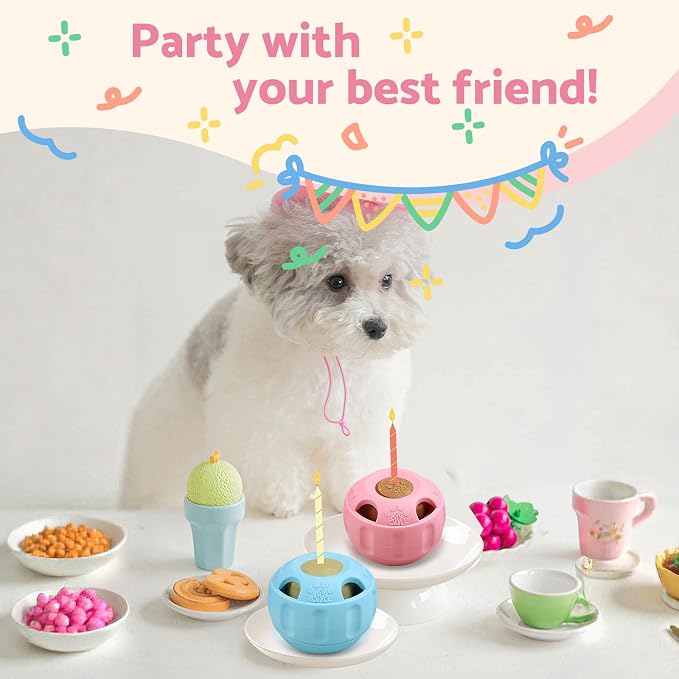 Party Popsicle and Treat Tray, Silicone Long-Lasting Interactive Dog Toys, Frozen Treat Dispensing, Keep Your Pup Busy, Compatible with Woof Pupsicle Chicken Refill Pops, for Dogs 24-70 lbs