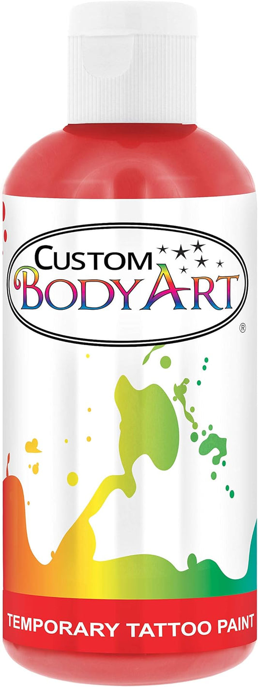 Custom Body Art Red Airbrush Body Paint 8oz - Alcohol-Based, Waterproof, Body Paint for Adults, Cosplay, Temporary Tattoos