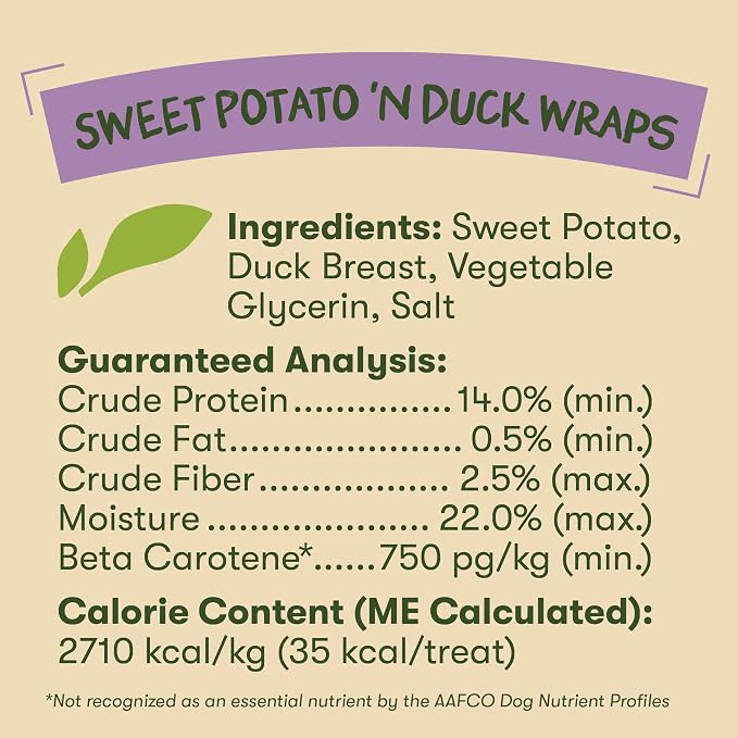 Pet 'n Shape Sweet Potato Chews Jerky Dog Treats - 16 Ounce | Premium duck breast, Sweet potato recipe, Limited ingredients, Wheat and soy free, Bite-sized snack, For all life stages