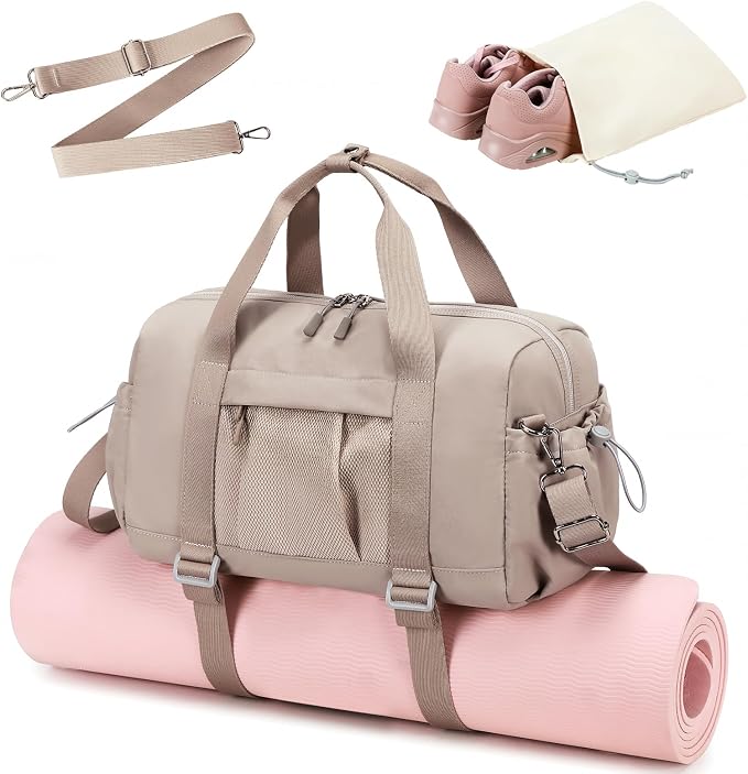 Gym Bag for Women Gym Duffle Bag with Shoe Compartment and Wet Pocket Carry On Overnight Weekender Duffel Bag for Travel Sports Yoga