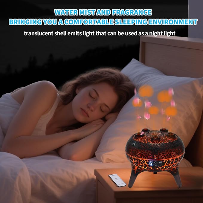 BOHOFAM Jellyfish Essential Oil Diffuser 250ML,Aroma Diffuser Hears Sound to Spray Dancing Jellyfish Mist,7 Colorful Lights, 4 * 10ML Hotel Collection Diffuser Oils Scents for Home Bedroom(Black)