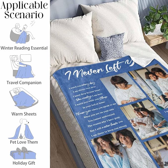 Custom Memorial Blanket with Photo - Sympathy Gift for Loss of Loved One