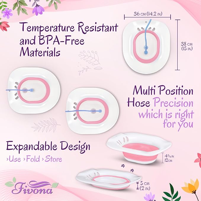 Fivona 6-in-1 Yoni Steam Kit for Women, Steaming Herbs Pink Magic, Expandable V Steam Seat, Yoni Oil, Gentle Soap, Hand Pump, Storage Bag - Cleansing, Moisturizing, pH Balance, Natural Yoni Detox