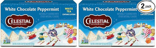 Celestial Seasonings White Chocolate Peppermint White Tea Bags, Great For Stocking Stuffer, 20 tea bags (Pack of 2)