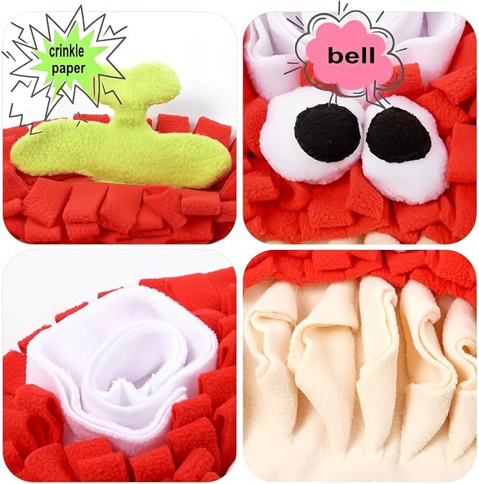 Pet Snuffle Mat Veggie Design Fleece Foraging Mats Interactive Feeding Toy Anti Slip Slow Feeder Treat Dispenser for Dogs Rabbits (Mushroom)
