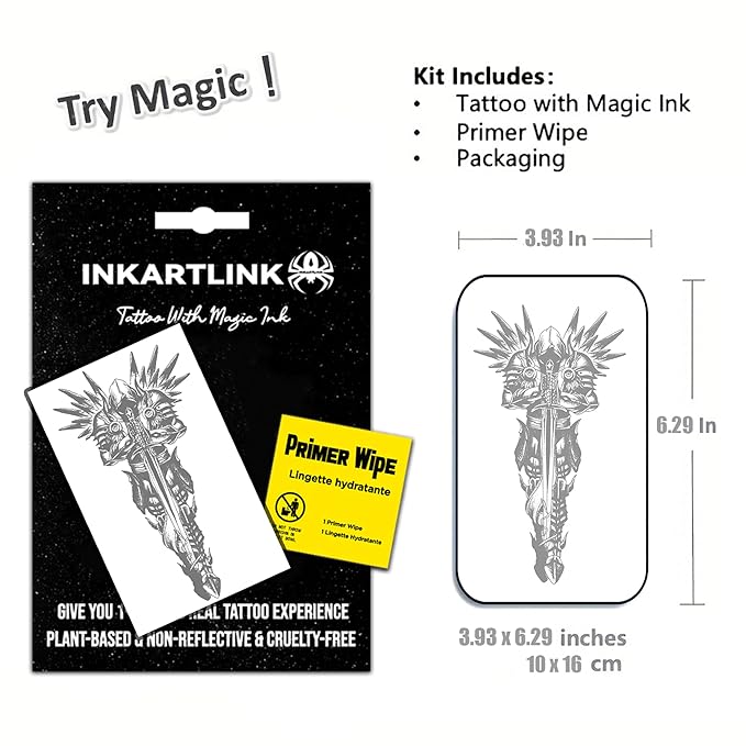 INKARTLINK Semi Permanent Tattoo, Temporary Tattoo, Beautiful and Realistic Design, Fun Tattoo Experience, Cruelty-free, Non-reflective, Waterproof (Angel Comes 2)