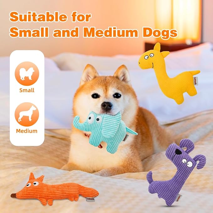 Squeaky Dog Toy for Small & Medium Dogs, Dog-Shaped Plush Toy