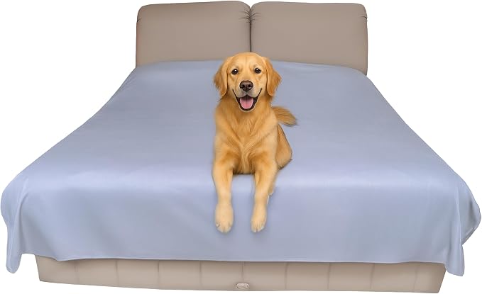 Thin Reversible Waterproof Protective Cover or Liner for Bed or Couch (Queen Size, 96 x 82 inch), for Dogs and Cats, Babies; Incontinence, Dirt, Drool