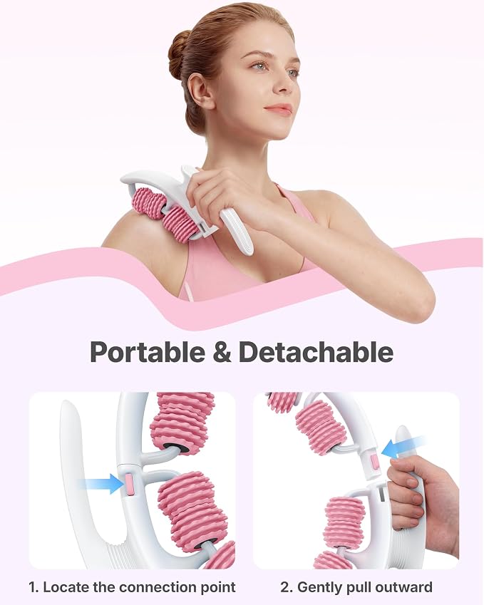 Merach Cellulite Massage Tool with Push Pull Roller, Lymphatic Drainage Massager, Leg Massager with Detachable Handles, Exercise Equipment for Thighs & Legs & Buttocks, Gift for Women