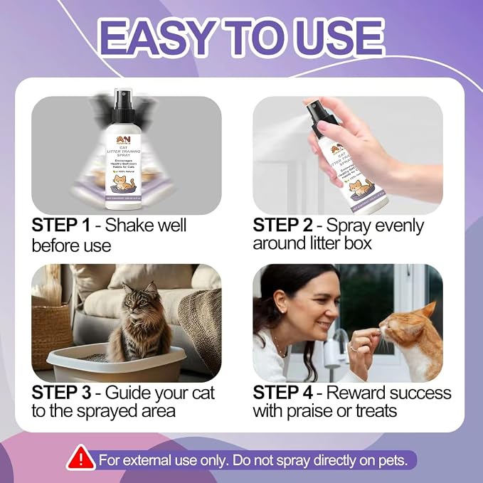 Cat Litter Training Spray, 150ml Litter Box Attractant for Cats & Kittens | Natural attractant helps guide cats and kittens to the litter box for easier training, retraining, and new-home transitions.