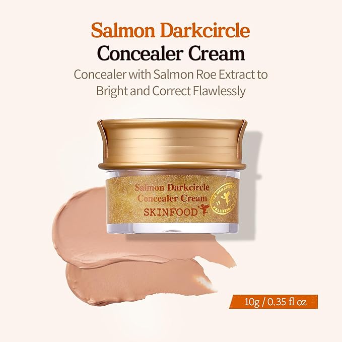 SKINFOOD Salmon Dark Circle Concealer Cream - Under Eye Concealer for Dark Spots and Wrinkles - Full Coverage - Stocking Stuffers, 0.35 Oz/10 g (Salmon Beige)