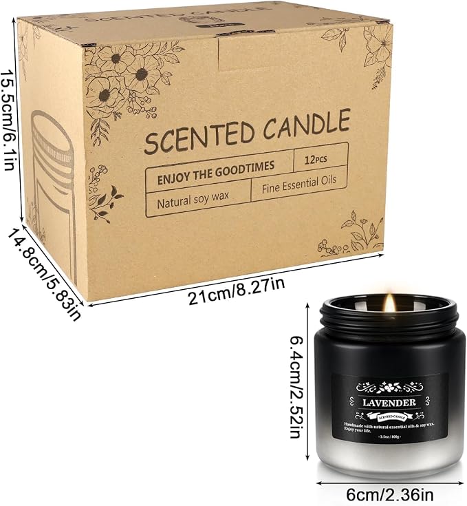 12 Pack Scented Candles Gift Set for Men Women - 3.5oz Soy Blend Jar Candles, 150+ Hours Long Lasting Aromatherapy Candle, Gifts for Mom Dad Husband Boyfriend, Mother's Day Birthday Valentine Christma