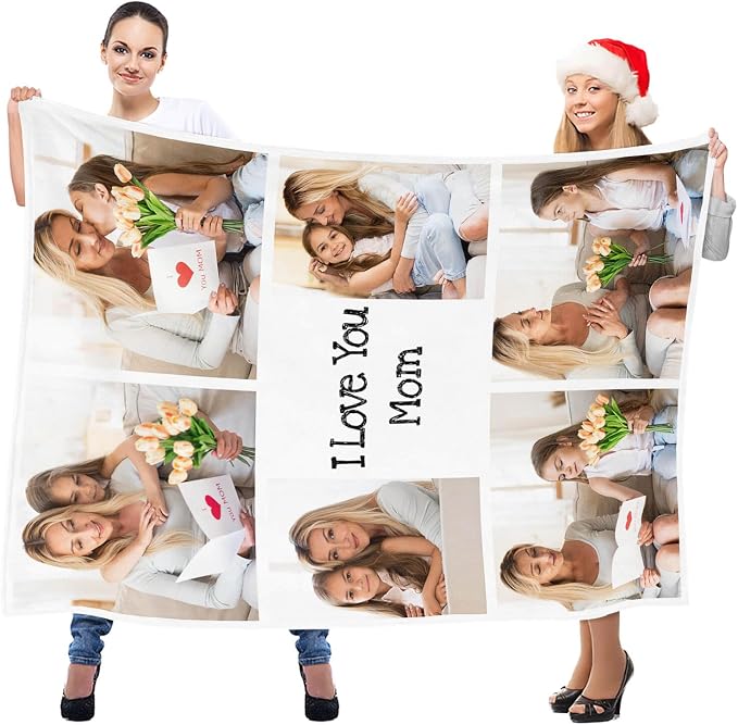 inkArts Custom Blankets with Photo, Personalized Mom Blankets, Customized Photo Blanket, Custom Picture Blanket, Personalized Birthday Gifts for Mom Baby Kid Family
