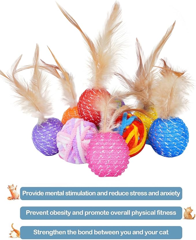 PET SHOW 10 Pack String Toys Cat Balls for Indoor Cats Kitten