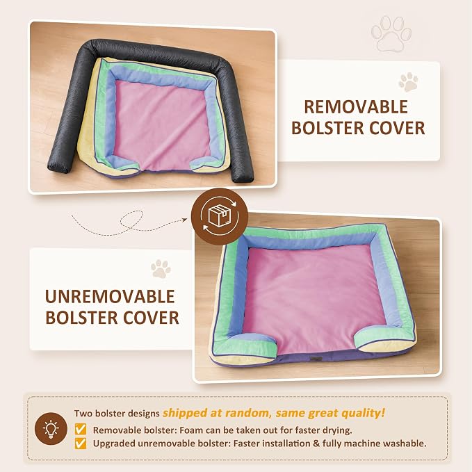 Comfort Expression Orthopedic Dog Bed for Extra Large Dogs with Bolster | Waterproof Dog Couch Bed with Washable Cover & Non-Slip Bottom, Supportive Egg Crate Foam XL Pet Bed, 42x30 Inch