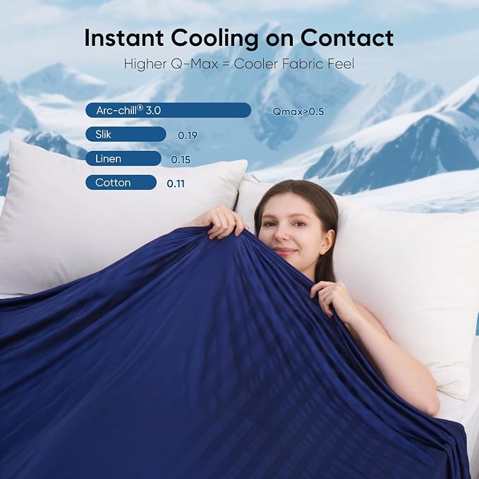 Elegear Cooling Blanket for Hot Sleepers, One-Way Moisture Flow, Twin Size | Arc-Chill® 3.0 Q-Max>0.5 Cooling Fabric with One-way Moisture Flow Helps Keep Skin Cool & Dry & Breathable, No Sticky Feeling