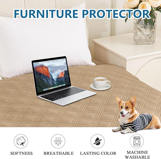 Waterproof Reversible Dog Blanket, Soft Couch Cover for Dogs Washable | Dual-Sided Waterproof Pet Bed Blanket, Resist Stains Spills & Pet Hair, Practical Furniture Protector For Pets, Size 82"x102"