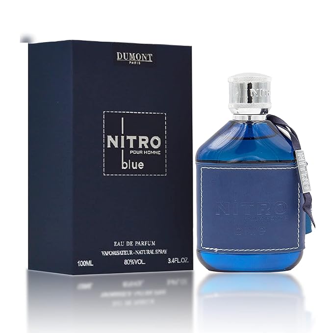 Dumont Nitro Blue 3.4 Fl Oz Eau De Parfum for Men – Fresh Aquatic Floral Woody Fragrance – Luxurious Long Lasting Scent