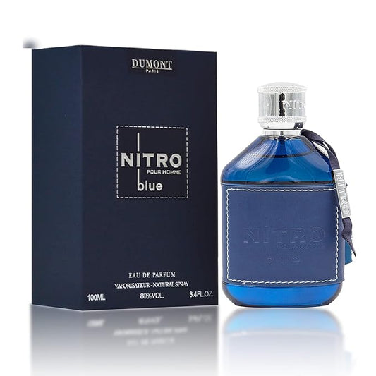 Dumont Nitro Blue 3.4 Fl Oz Eau De Parfum for Men – Fresh Aquatic Floral Woody Fragrance – Luxurious Long Lasting Scent